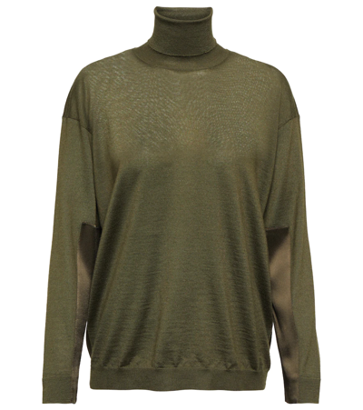 Shop Tom Ford Turtleneck Cashmere And Silk Sweater In Military Green