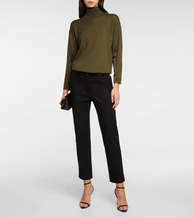 Shop Tom Ford Turtleneck Cashmere And Silk Sweater In Military Green