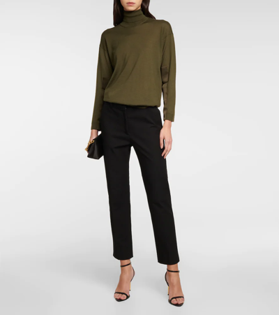 Tom Ford Turtleneck Cashmere And Silk Sweater In Military Green