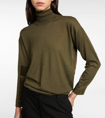 Tom Ford Turtleneck Cashmere And Silk Sweater In Military Green