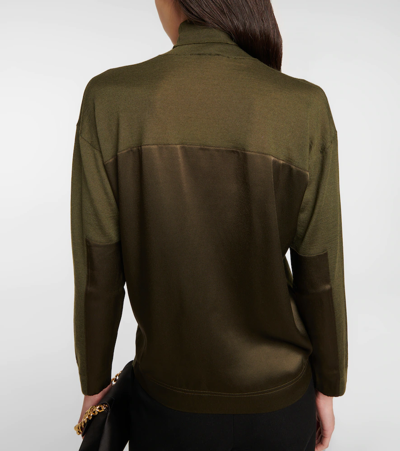 Shop Tom Ford Turtleneck Cashmere And Silk Sweater In Military Green