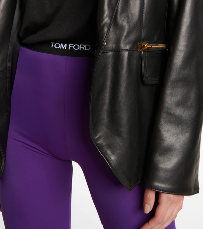Shop Tom Ford Logo Leggings In Electric Purple