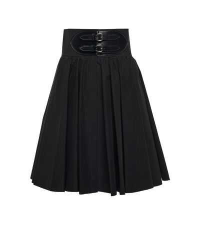 Shop Alaïa Belted Cotton Skirt In Black