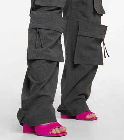 Attico Luz Satin Mules In Fuchsia