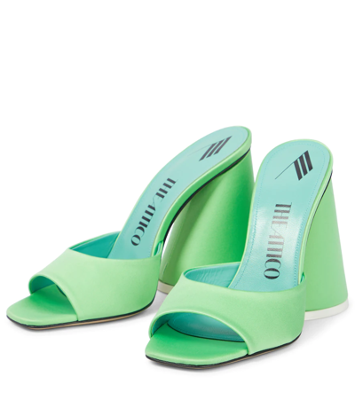 Attico Luz Satin Mules In Green