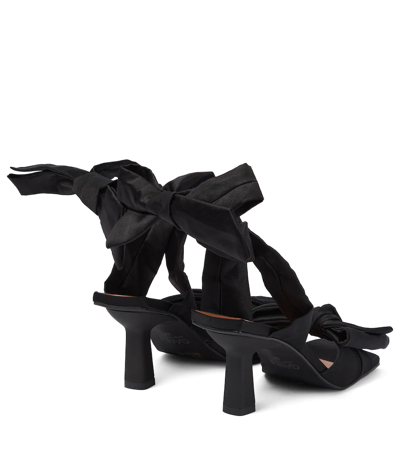 Shop Ganni Bow-trimmed Lace-up Sandals In Black