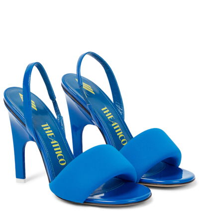 Shop Attico Rem Patent Leather Sandals In Turquoise