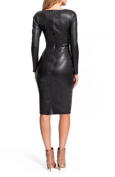 Shop As By Df Mrs Smith Leather Long Sleeve Dress In Black