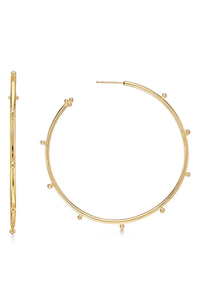 Shop Temple St Clair 18k Yellow Gold Beaded Hoop Earrings In 18k Gold
