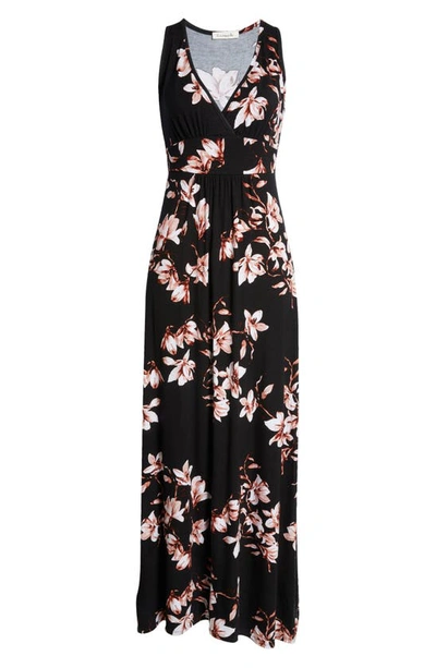 Loveappella Empire Waist Jersey Maxi Dress In Black