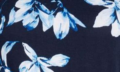 Shop Loveappella Floral Halter Neck Knit Maxi Dress In Navy