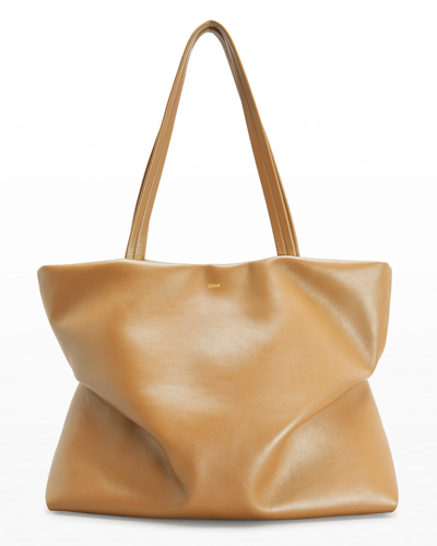 Shop Chloé Judy Calfskin Tote Bag In Soft Tan