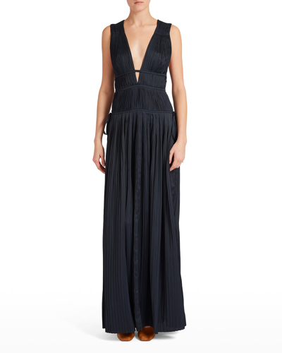 Shop Ulla Johnson Valeria V-neck Gown In Midnight