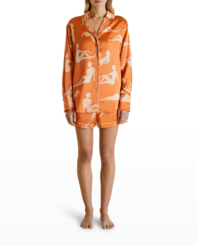 Shop Olivia Von Halle Alba Sunbather-print Silk Pajama Set In Chiro