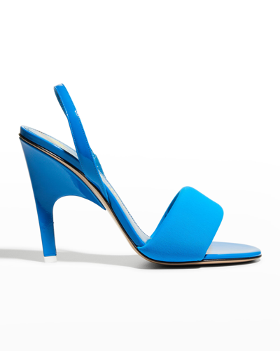 Shop Attico Rem Patent Slingback Sandals In Turquoise