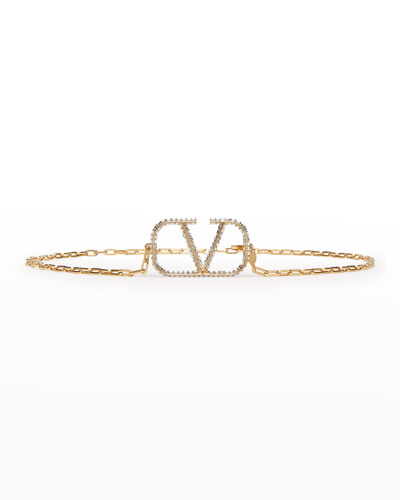 Shop Valentino Vlogo Crystal Chain Skinny Belt In Crystal Silver