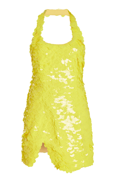 Shop Attico Women's Allium Sequined Mini Dress In Yellow