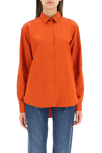 Shop Totême Toteme Logo-embroidered Cotton Shirt In Orange