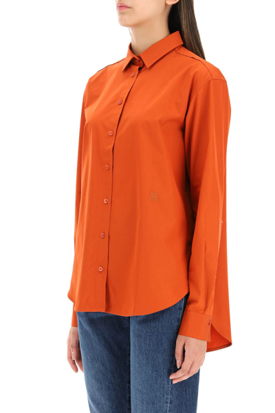 Shop Totême Toteme Logo-embroidered Cotton Shirt In Orange