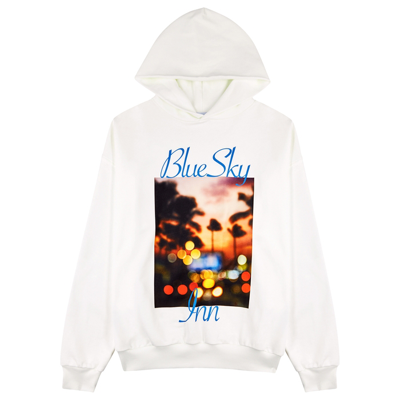 Shop Blue Sky Inn Sunset Highway Hooded Cotton Sweatshirt In White