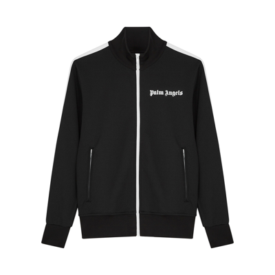 Shop Palm Angels Black Striped Jersey Track Jacket In Black And White