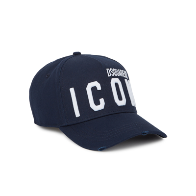 Shop Dsquared2 Icon Navy Logo-embroidered Twill Cap