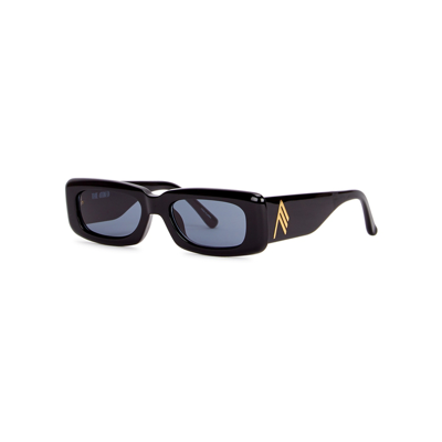 Shop Linda Farrow Luxe The Attico X Linda Farrow Mini Marfa Rectangle, Sunglasses, Black