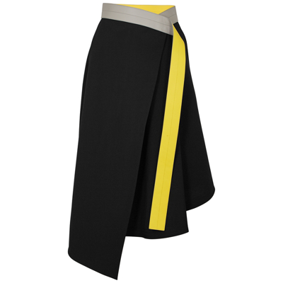 Shop Loewe Black Wool Wrap Skirt