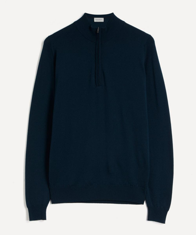 Shop John Smedley Tapton Half-zip Merino Wool Jumper In Orion Green