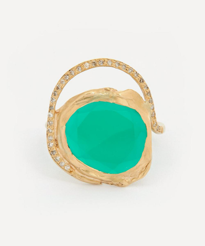 Shop Pascale Monvoisin 9ct Gold Gaia Onyx And Diamond Ring In Gold, Green Onyx