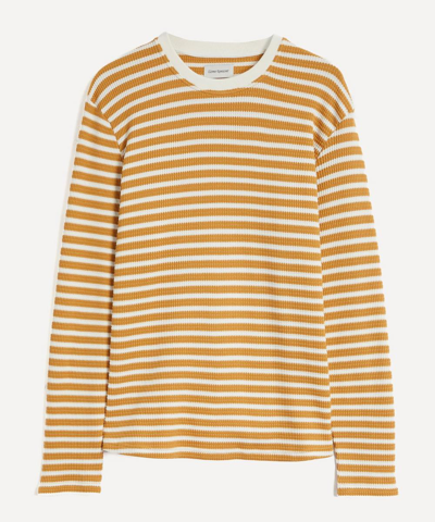 Oliver Spencer Striped Waffle-knit Organic Cotton-blend T-shirt