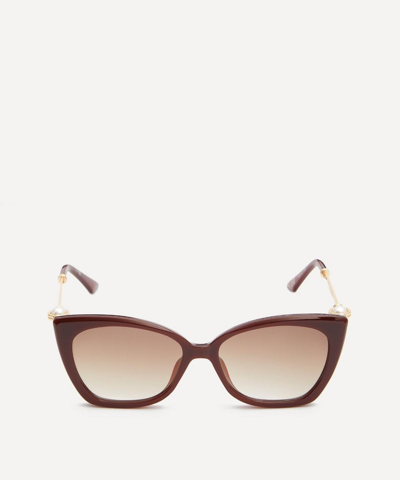 Shop Le Specs X Missoma Lyra Sphere Cat-eye Sunglasses In Burgundy