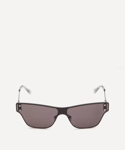 Shop Bottega Veneta Metal Shield Sunglasses In Black / Grey
