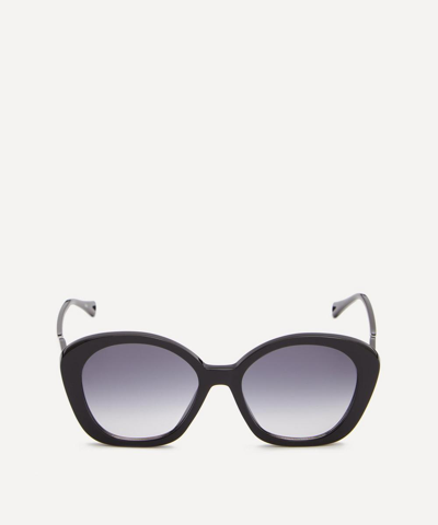 Shop Chloé Women's Oversized Pentagon Sunglasses In Black / Blue