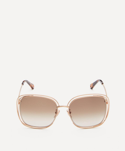 Shop Chloé Women's Oversized Square Metal Sunglasses In Gold