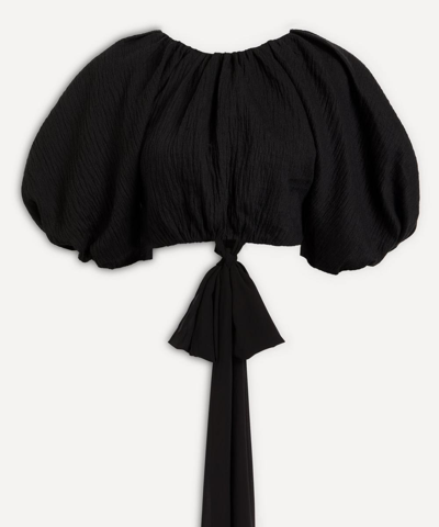 Aje Eugene Off-the-shoulder Cropped Linen-blend Top In Black