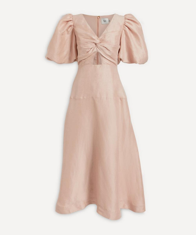Shop Aje Women's Dusk Knot Puff-sleeve Midi-dress In Pink