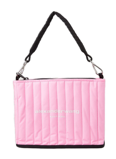 Shop Alexander Wang Elite Tech Logo Printed Shoulder Bag In Pink