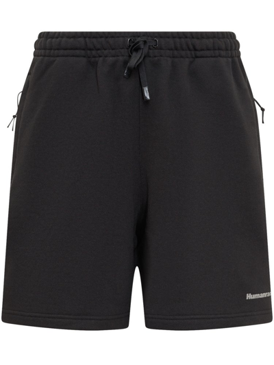 Shop Adidas Originals Adidas X Pharrell Williams Logo Embroidered Drawstring Shorts In Black