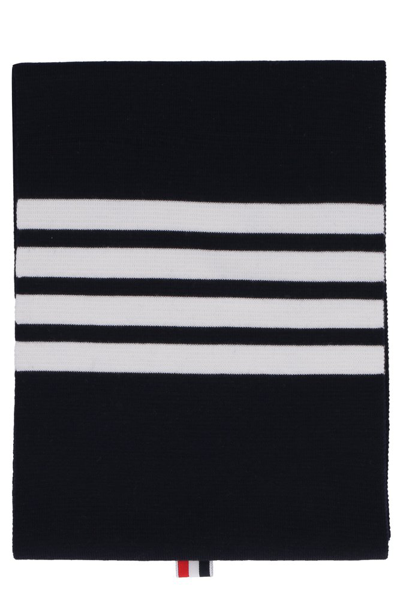 Shop Thom Browne Milano Striped Knitted Scarf In Navy