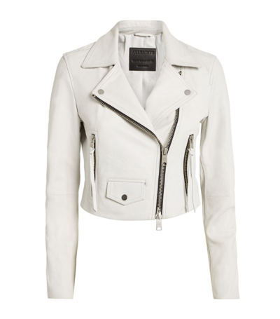 Shop Allsaints Leather Elora Biker Jacket In White