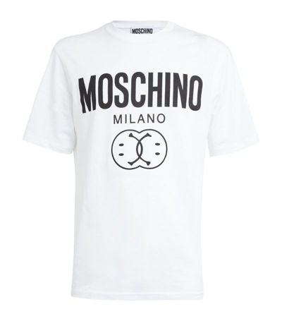 Shop Moschino Cotton Double Smiley T-shirt In White
