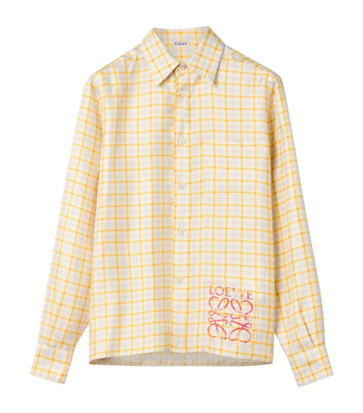 Shop Loewe Anagram Check Shirt In Yellow