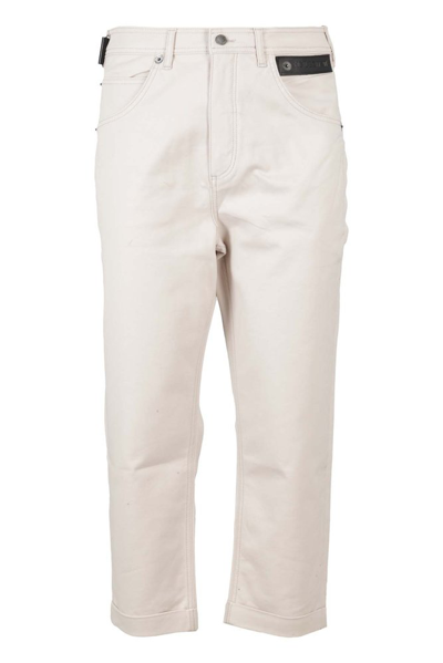 Shop Neil Barrett Logo Detailed Flared Cropped Pants In White