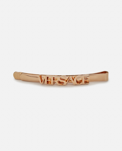 Shop Versace Right Gold Pleated Hair Clip In Red