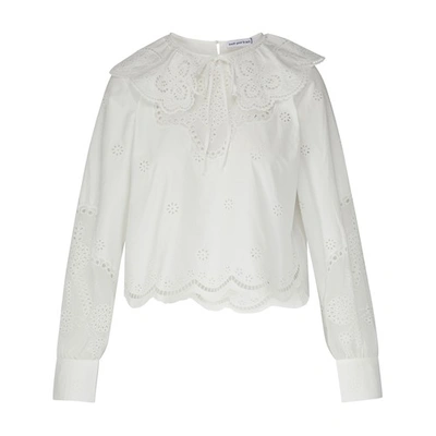 Shop Self-portrait Daisy Cotton Broderie Anglaise Shirt In Color