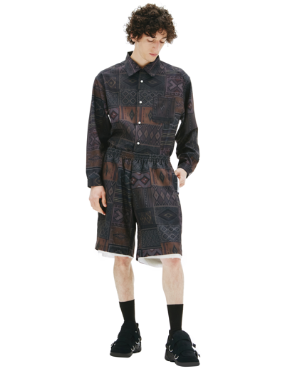 Shop Children Of The Discordance Personal Data Print Shorts In Brown