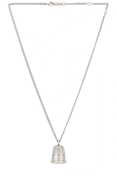 Shop Balenciaga Thimble Necklace In Shiny Silver