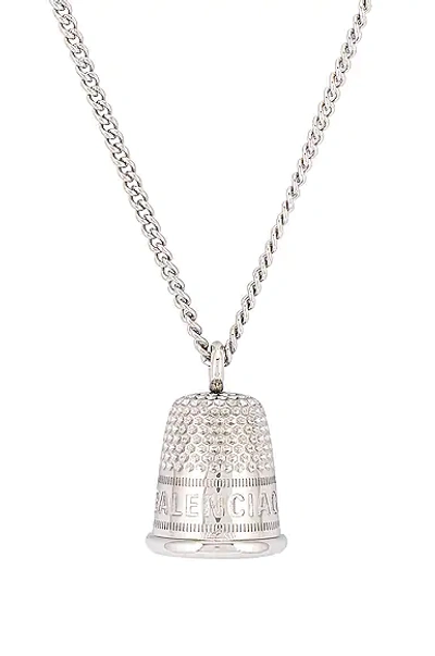 Shop Balenciaga Thimble Necklace In Shiny Silver