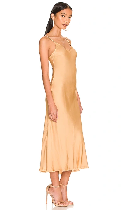 Shop Nation Ltd Sofia Bias Cut Slip Dress In Tan